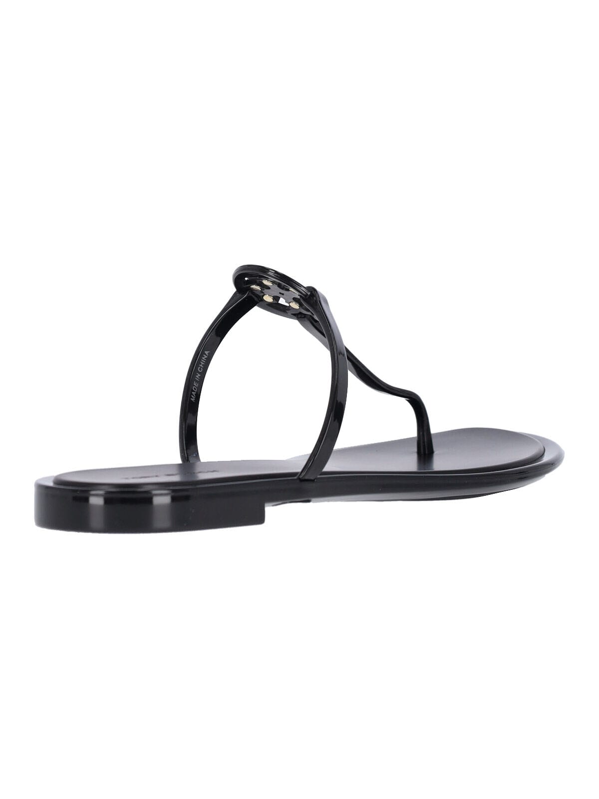 Tory Burch Black Leather Mini Miller Thong Slippers In Black