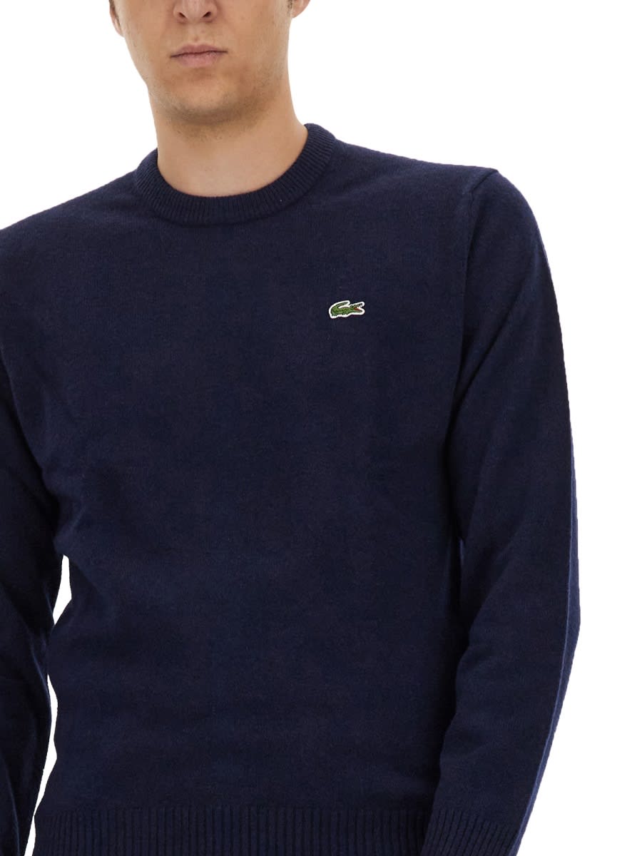 Shop Lacoste Jersey With Logo In Blue