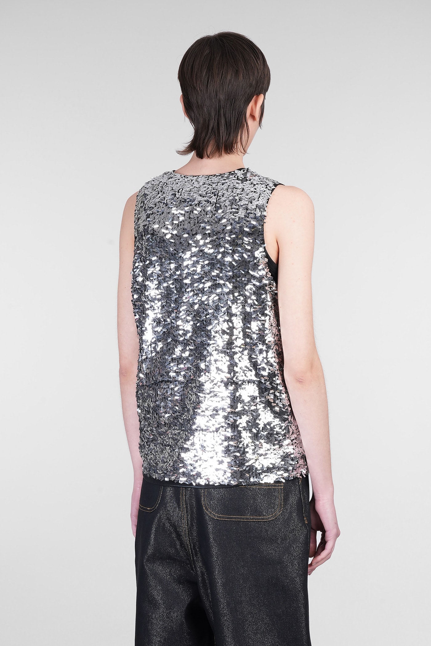 Shop Junya Watanabe Tank Top In Silver Polyester