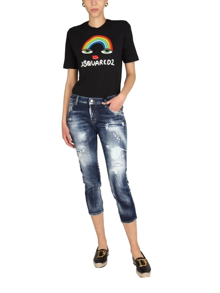 Dsquared2 Dsquared Women Rainbow Renny T-shirt In Black