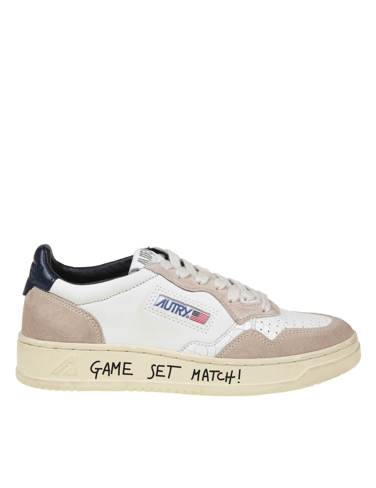 AUTRY SNEAKERS IN WHITE AND BLUE LEATHER