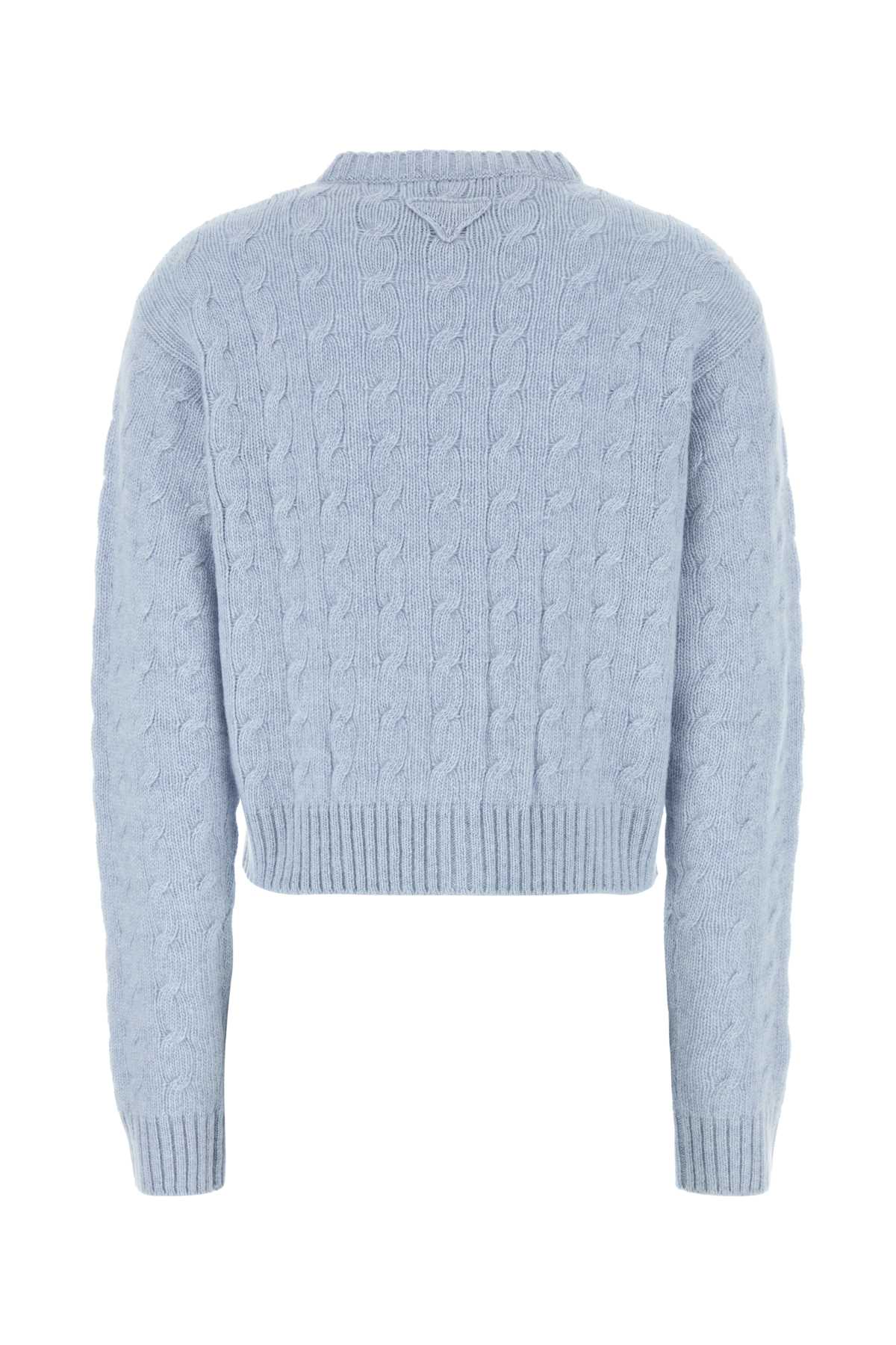 Shop Prada Lightblue Cashmere Cardigan In Azzuro