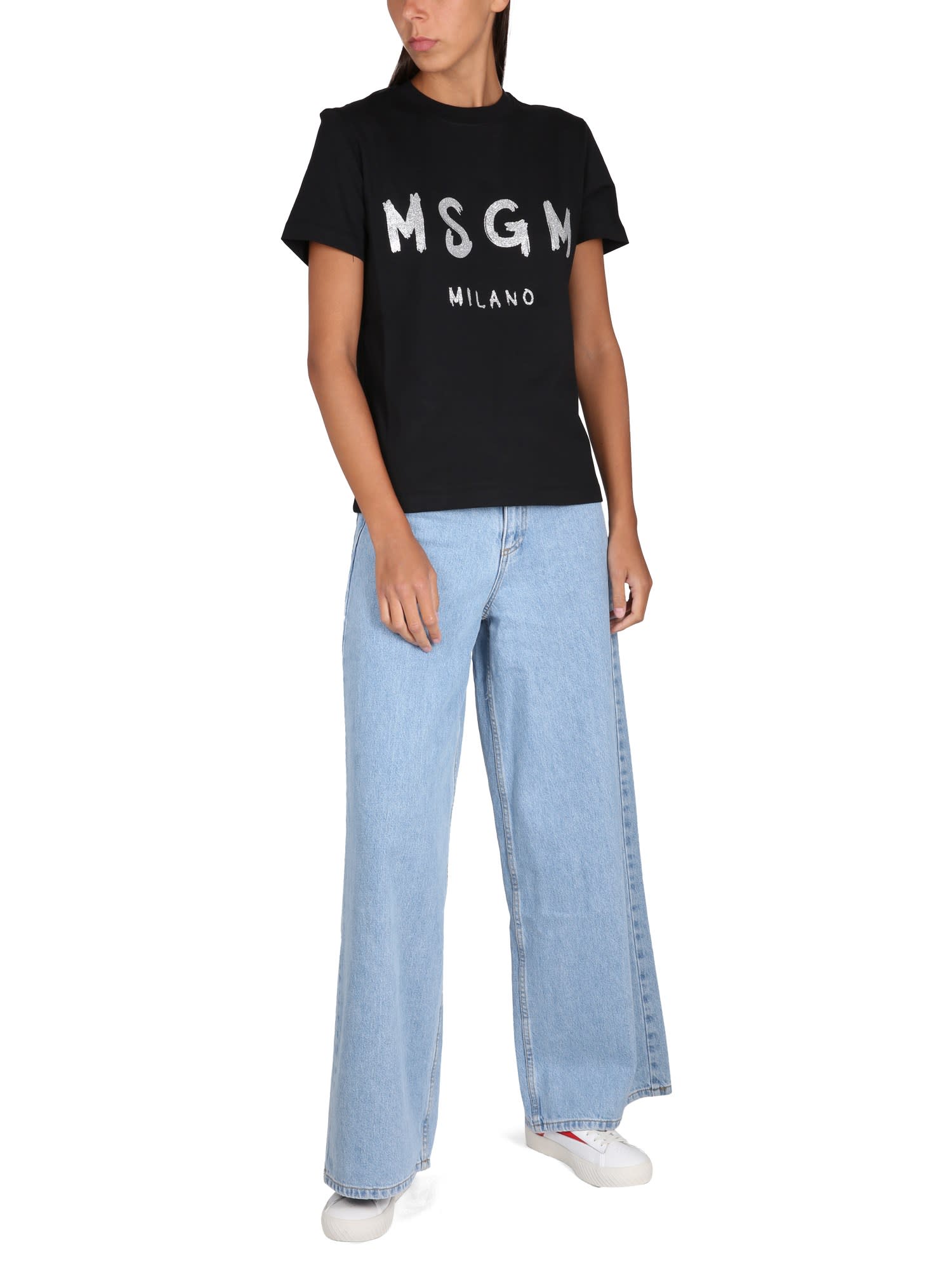 Shop Msgm T-shirt With Logo In C