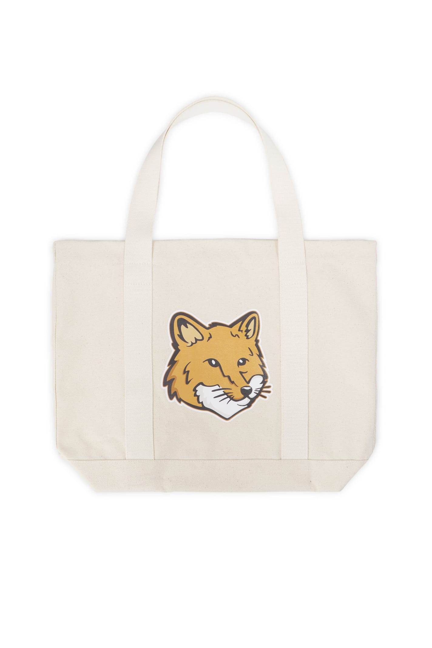 Maison Kitsuné Fox Head Tote Bag In Ecru