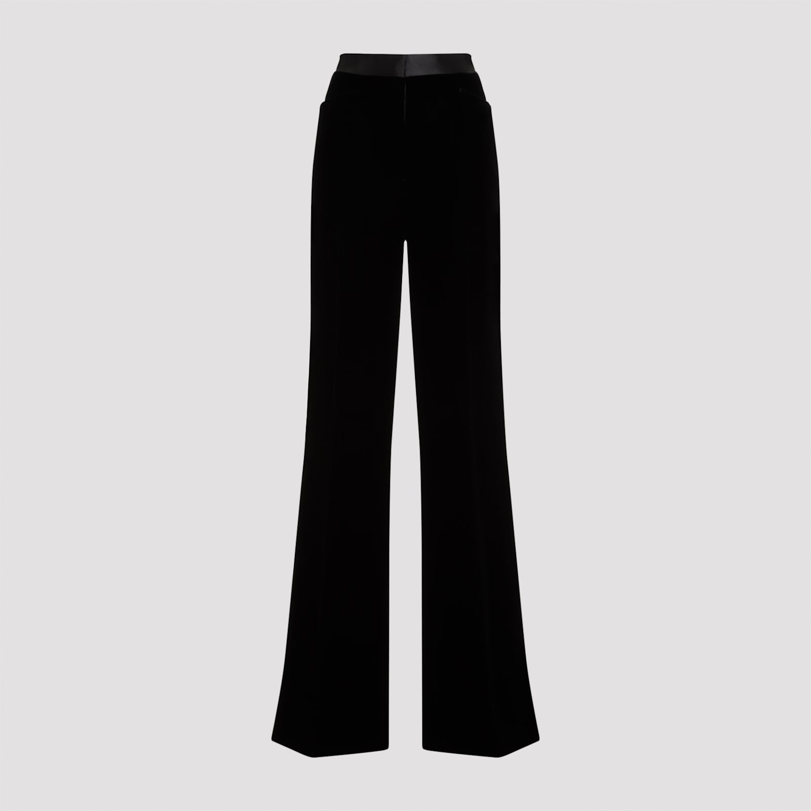 Shop Tom Ford Viscose Velvet Boot Cut Pants In Black