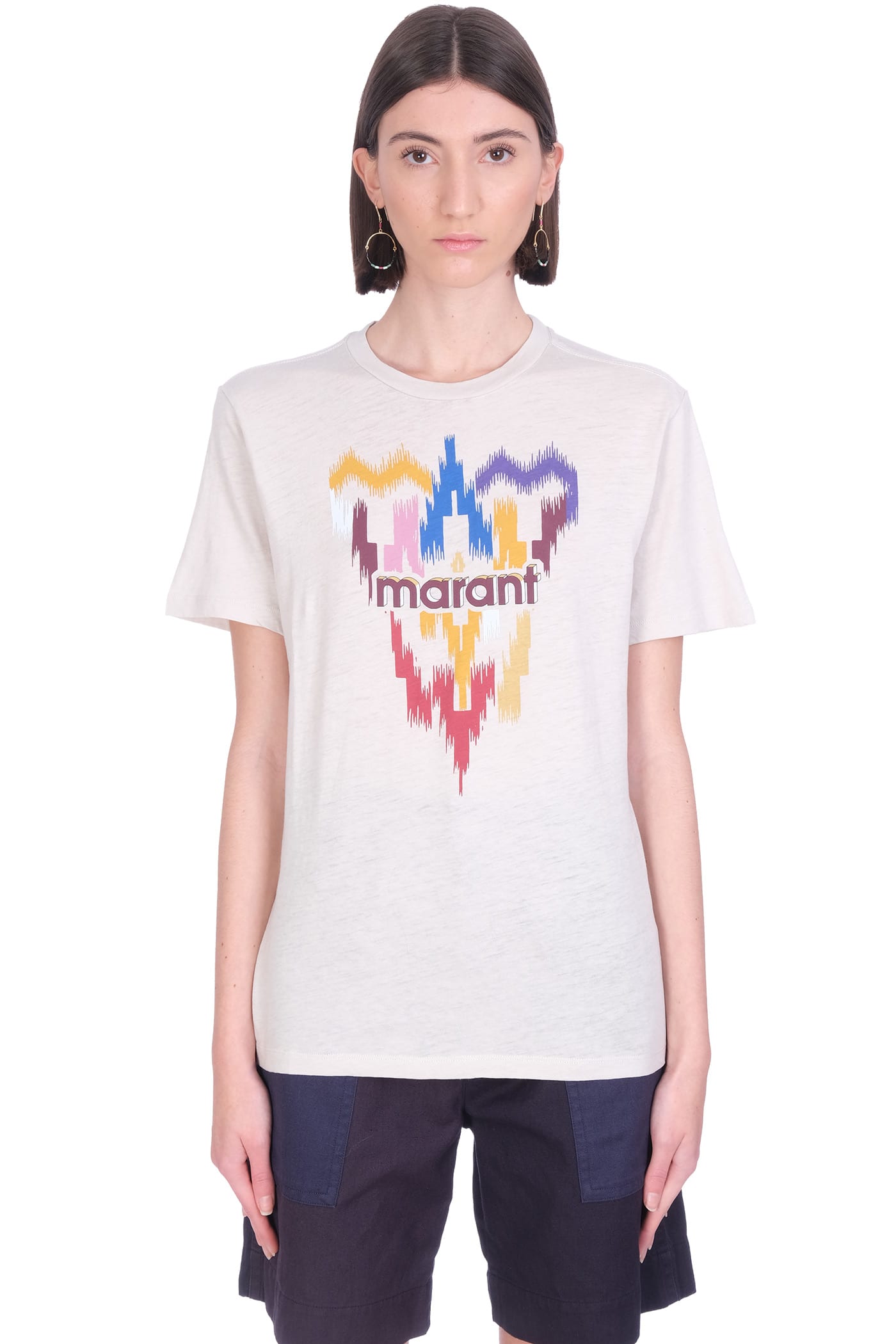 Isabel Marant Zewel T-shirt In Beige Cotton