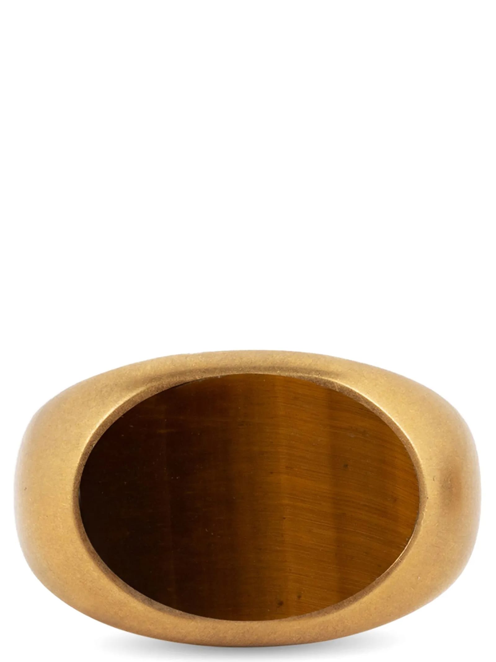 Dries Van Noten Oval Stone Smooth Finish Signet Ring In Gold