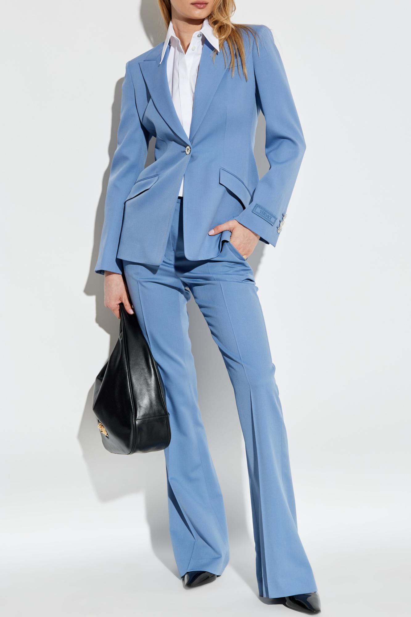 Versace Wool Blazer With Closed Lapels