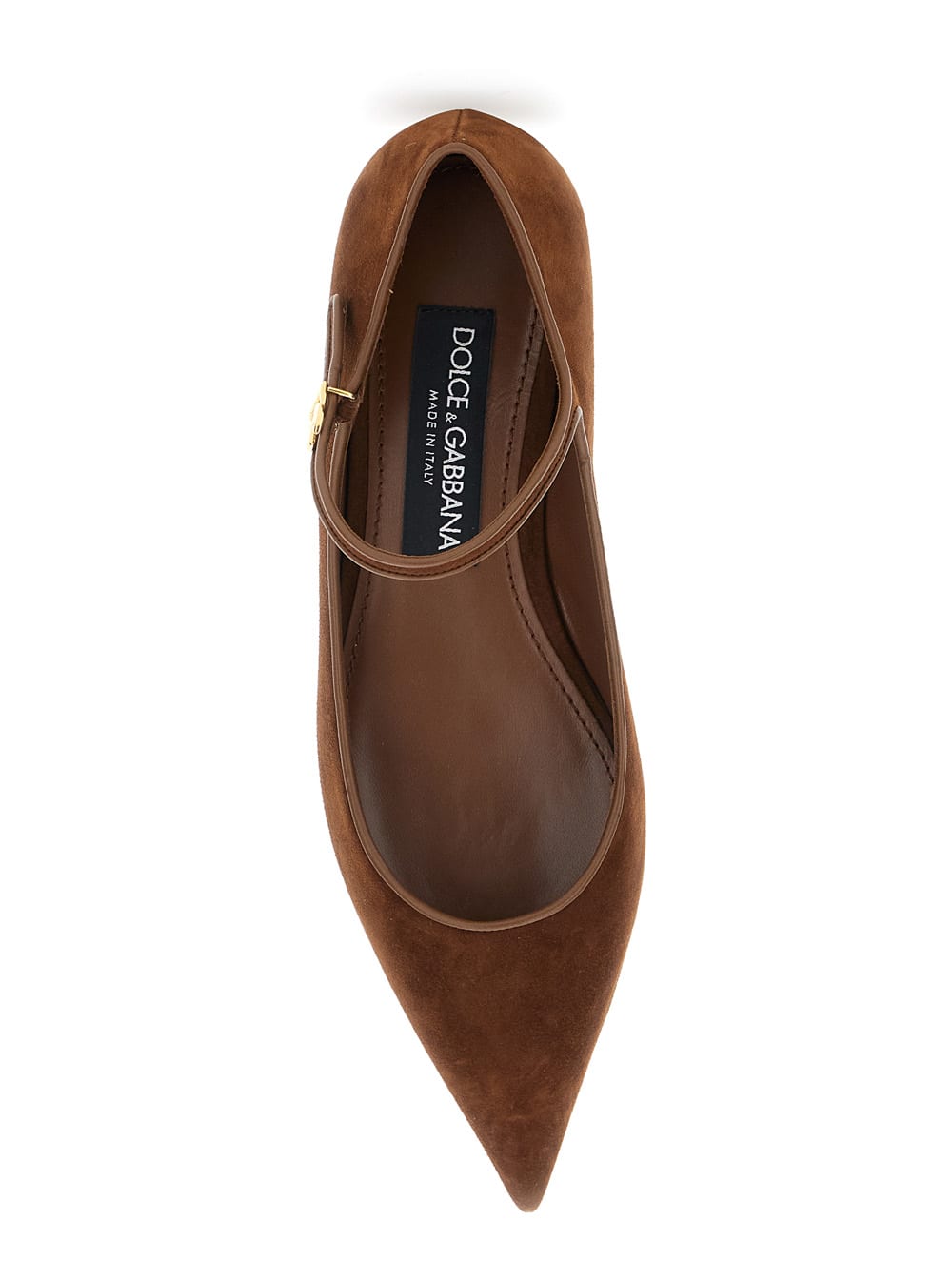 Dolce & Gabbana Brown Pointed Toe Ballerinas With Dg Logo On The Side In Suede Woman In Brown