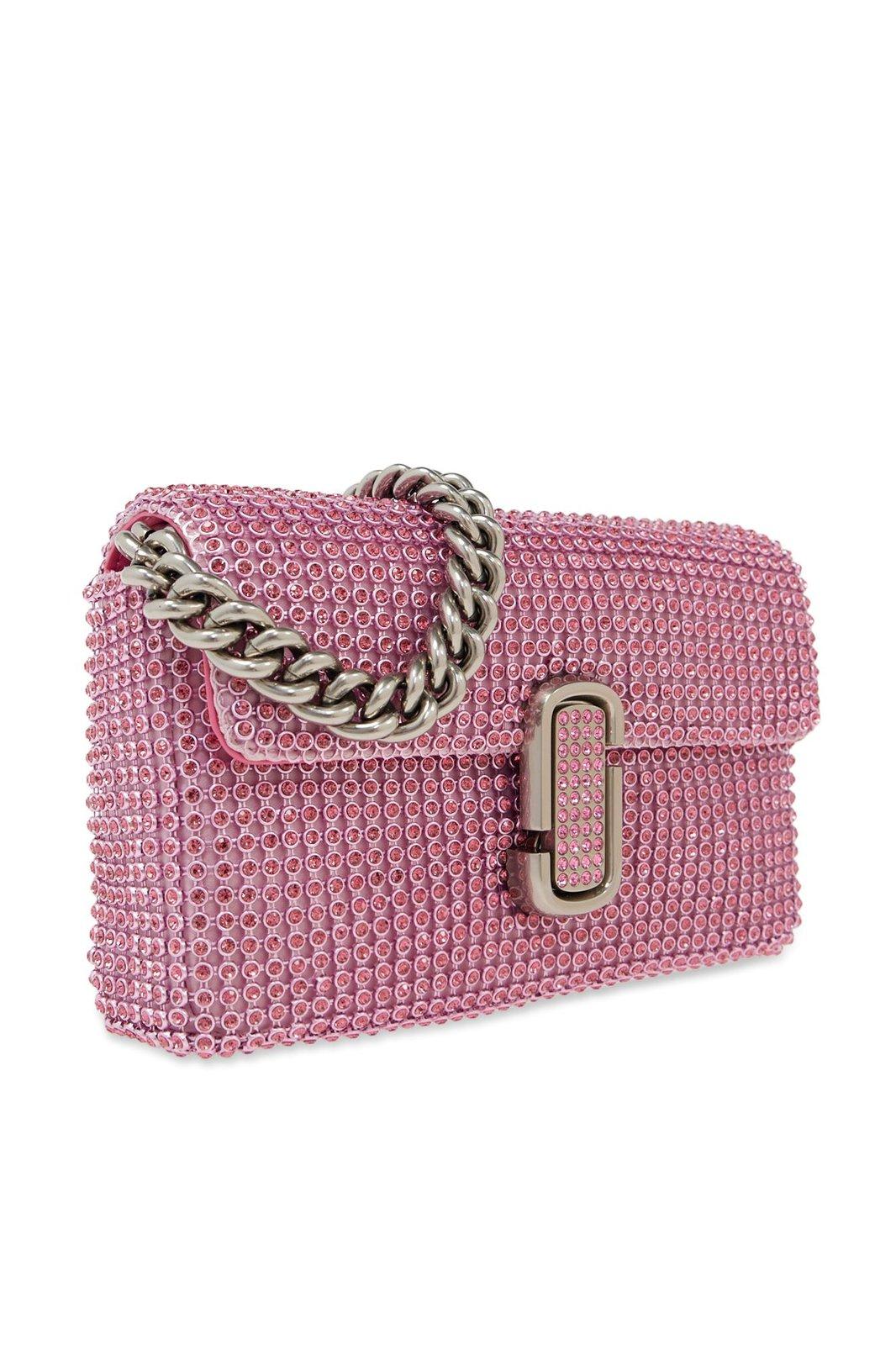 Shop Marc Jacobs Embellished The Mini Soft Shoulder Bag In Rosa