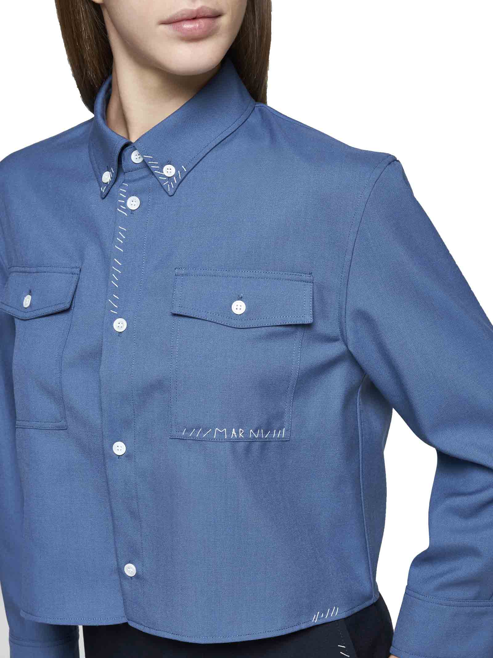 Shop Marni Shirt In Sapphire Blue