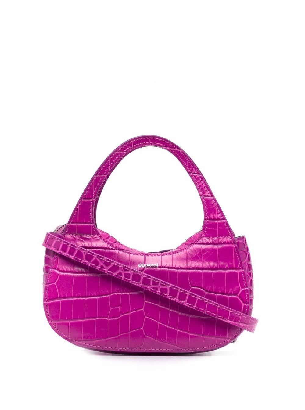 Coperni Swipe Baguette Handbag In Crocodile Print Leather