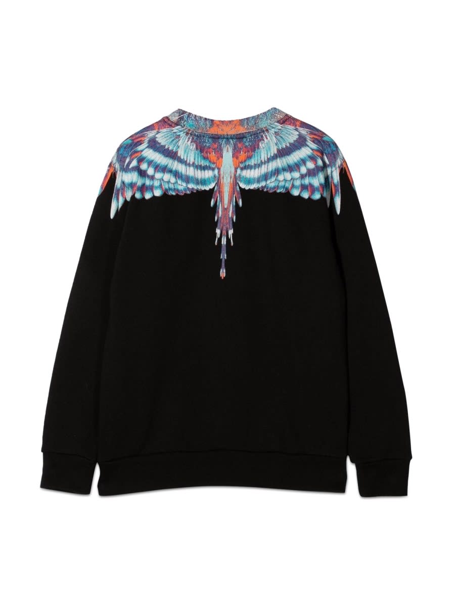 Marcelo Burlon County Of Milan Blue Birds Wings Crewneck In Black
