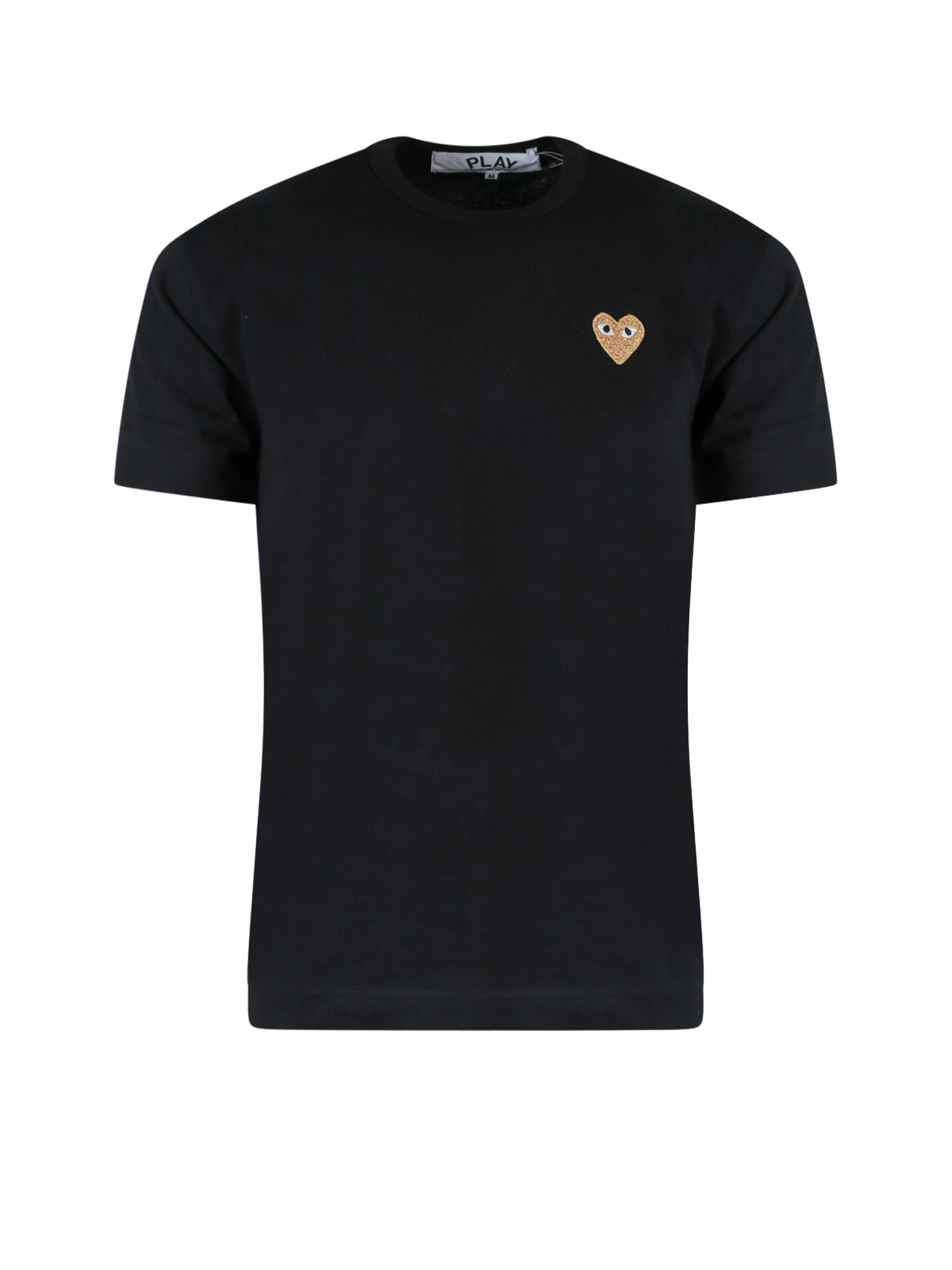 Comme Des Garçons Play Golden Heart Patch T-shirt In Black