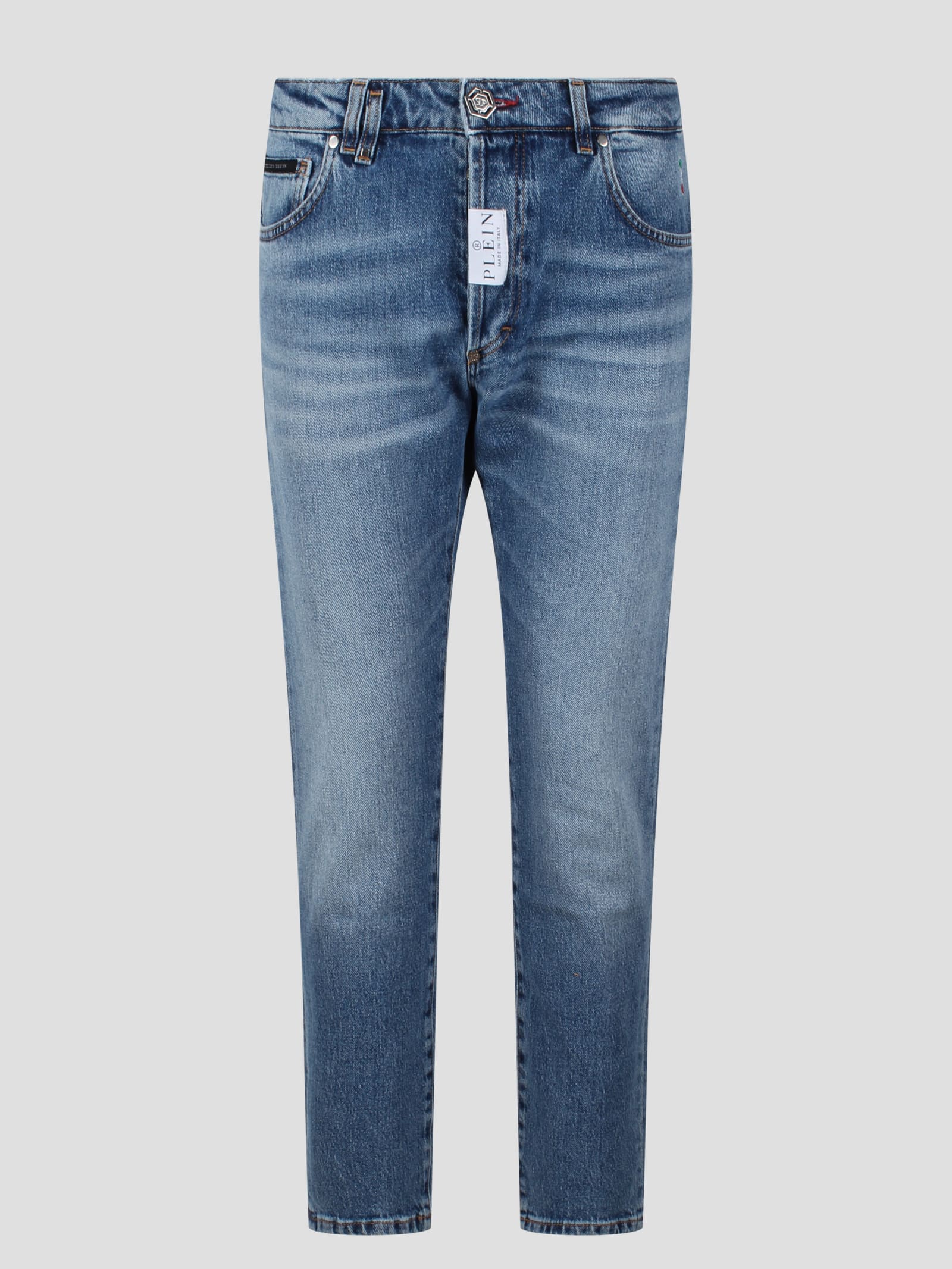 Shop Philipp Plein Skinny Fit Denim Trousers In Blu