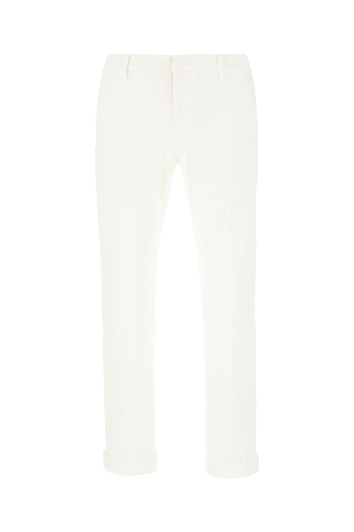 Dondup White Turn-up Trousers In 017