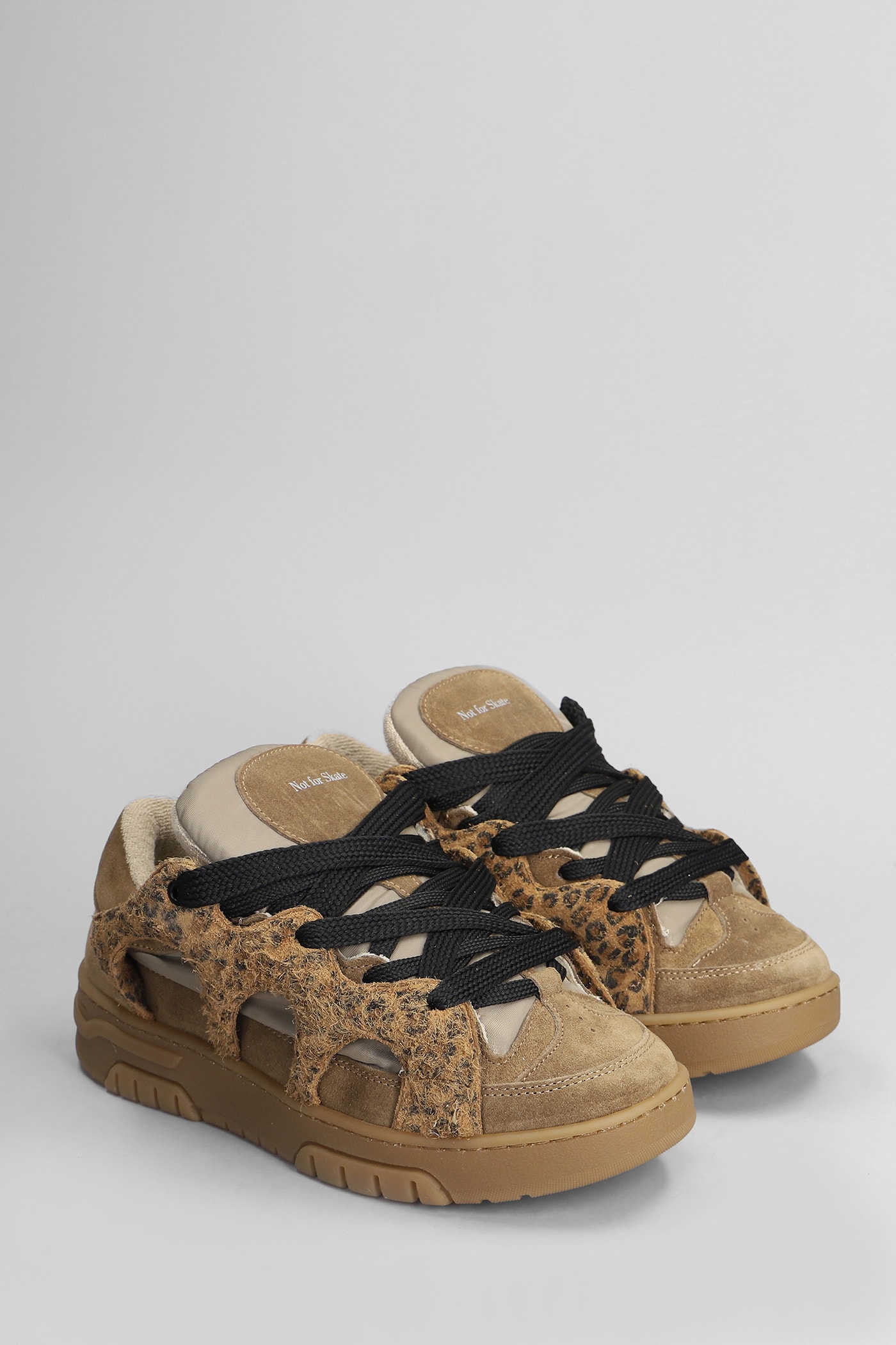 Shop Paura Santha 1 Sneakers In Brown Suede And Fabric In Beige Leopard