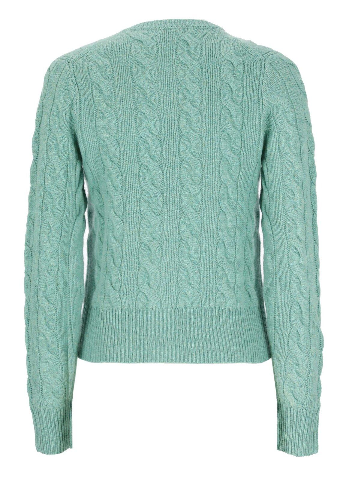 Shop Polo Ralph Lauren Pony Embroidered Cable-knitted Cardigan In Spring Green Heather 24