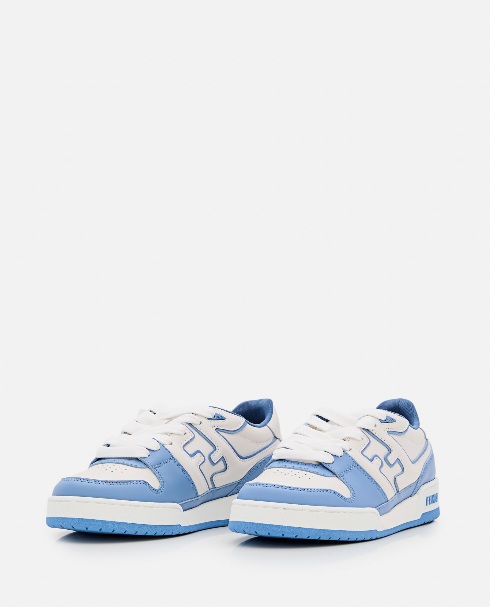 Shop Fendi Lace Up Leather Sneakers In White