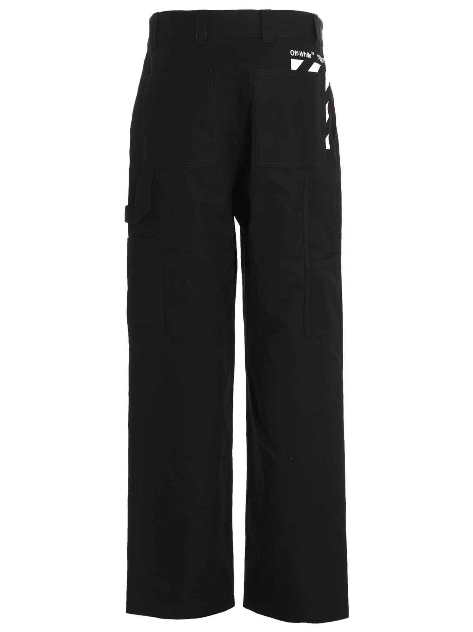 Shop Off-white Diag Pkt Carpenter Pants In White/black