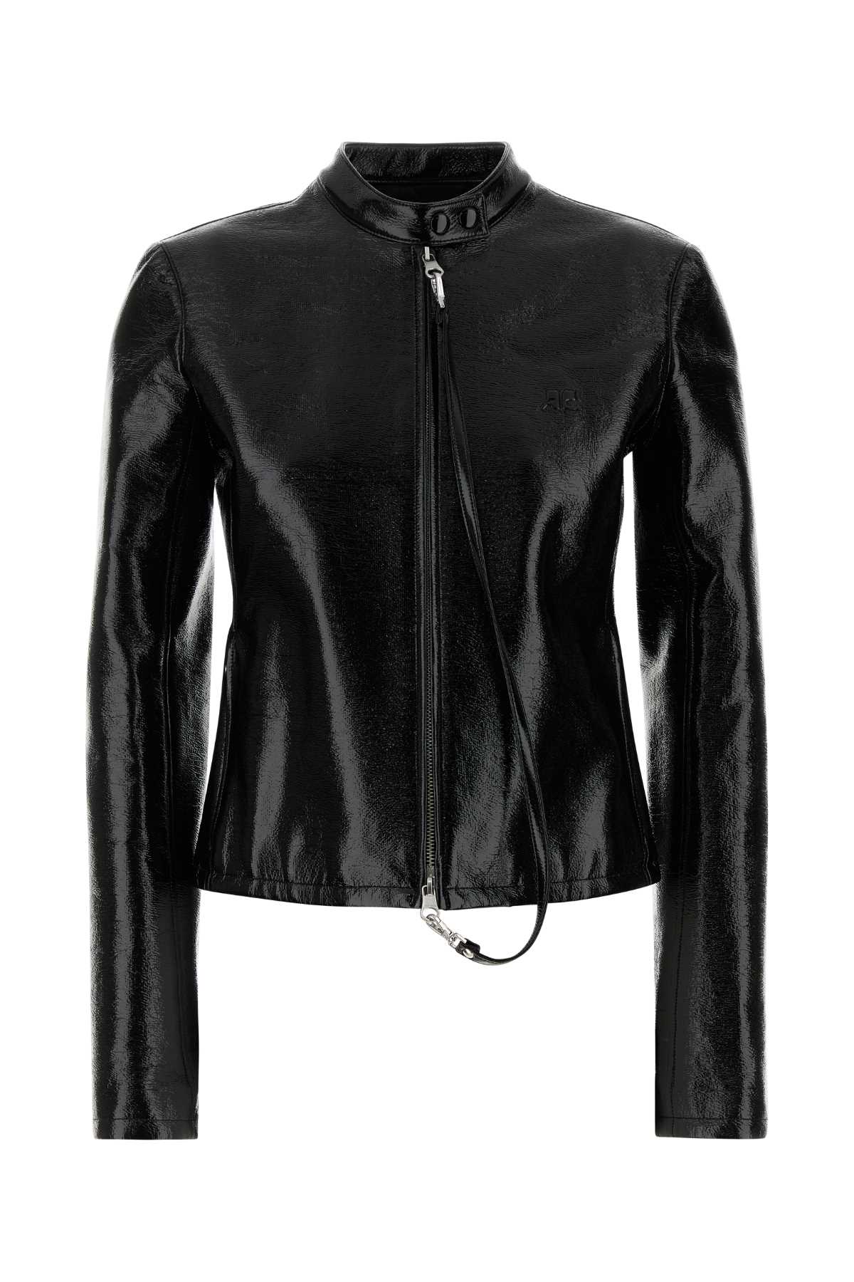 Courrèges Black Stretch Vynil Jacket In Black