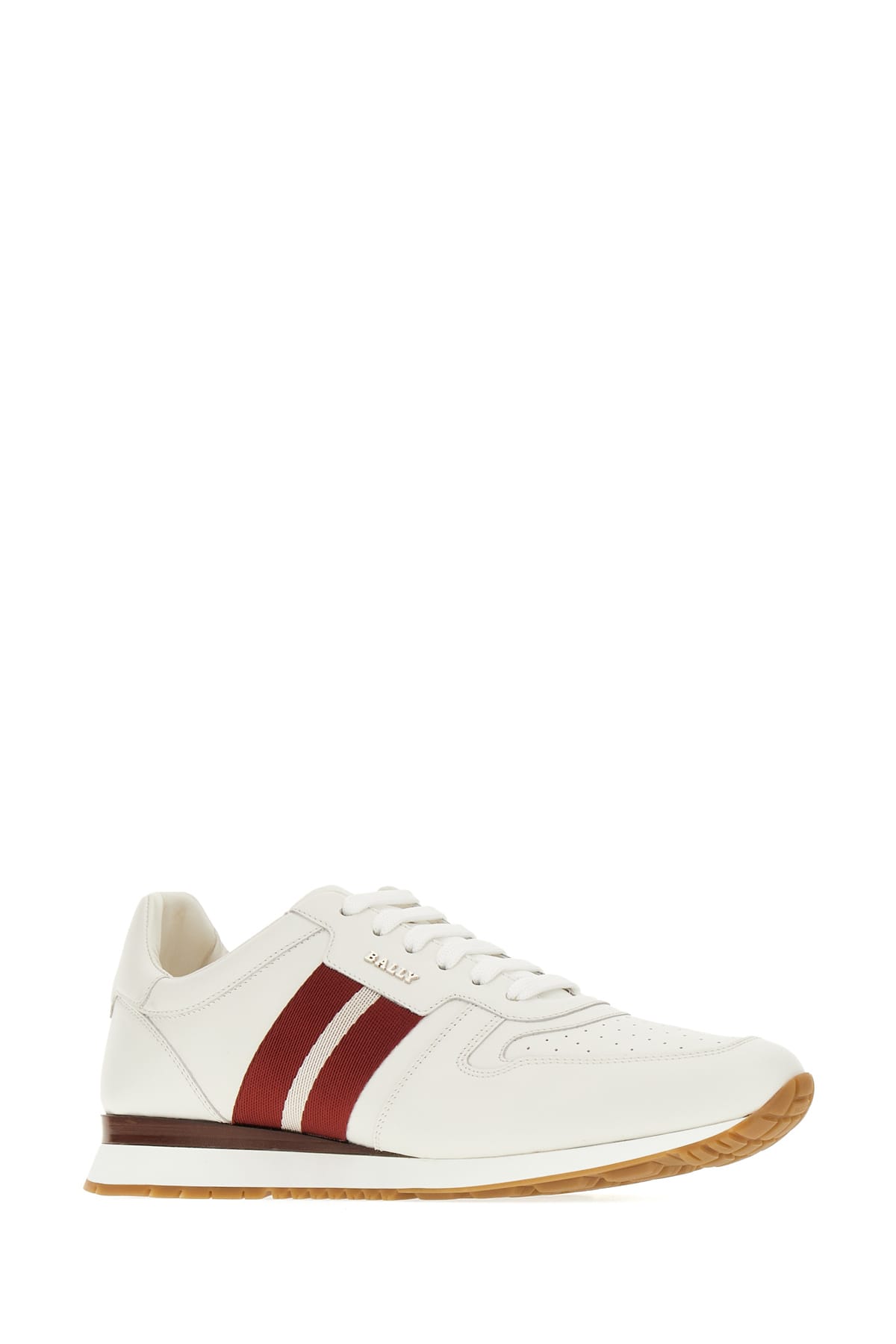 Bally Leather Sneakers With Contrasting Stripes And Perforated Toe In F517
