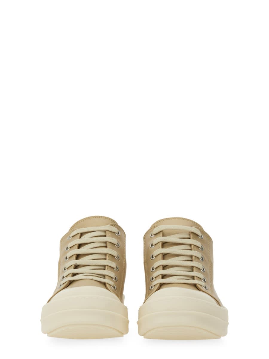 Rick Owens Lamb Leather Low-top Sneakers With Calf Leather Toe Cap