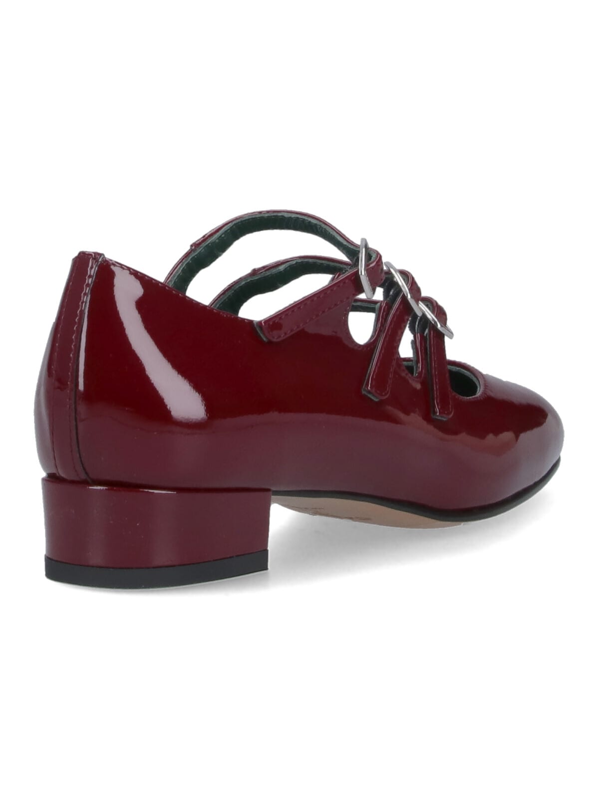 Carel Triple Strap Round Toe Patent Pumps In Red