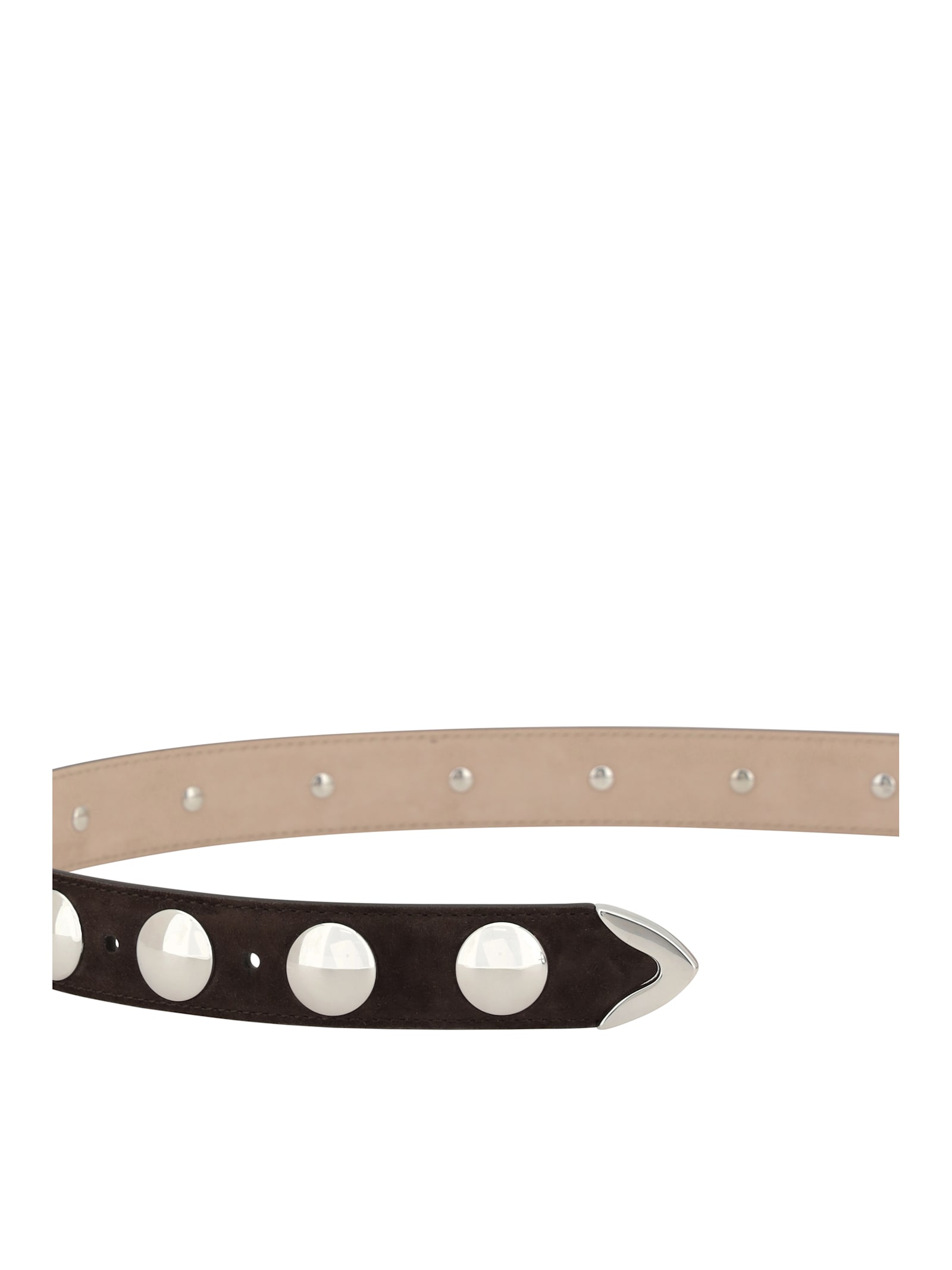 Khaite Benny Belt Whit Silver Stud Bucke In Brown