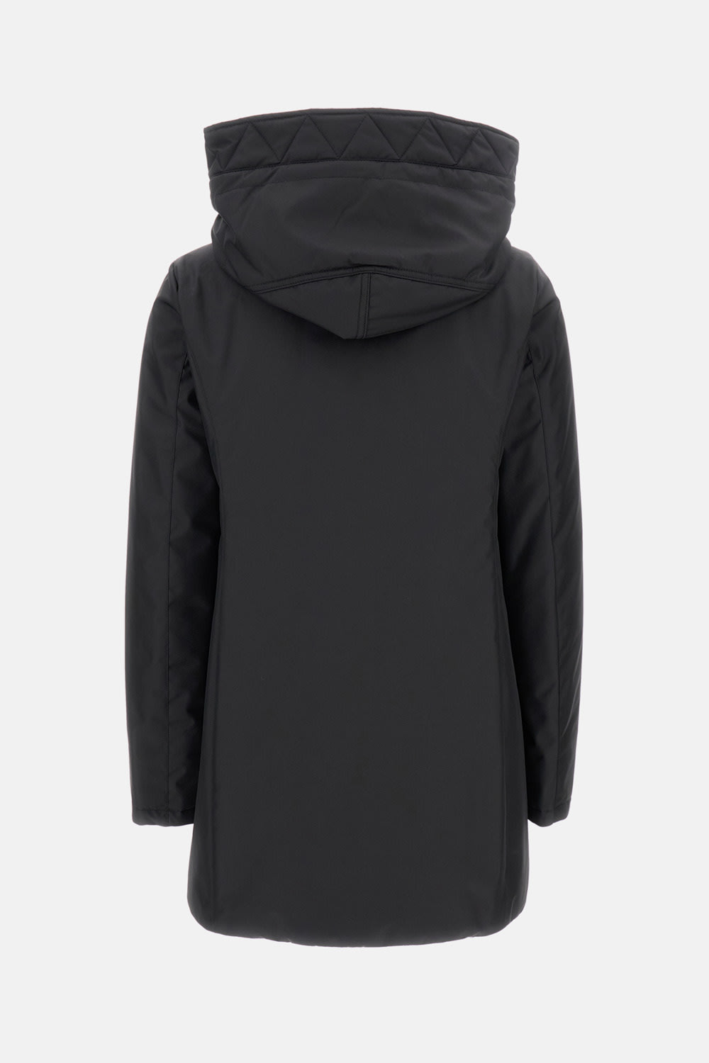Fay Hooded Black Jacket With Quilted Detailing And Toggle Closure In Black