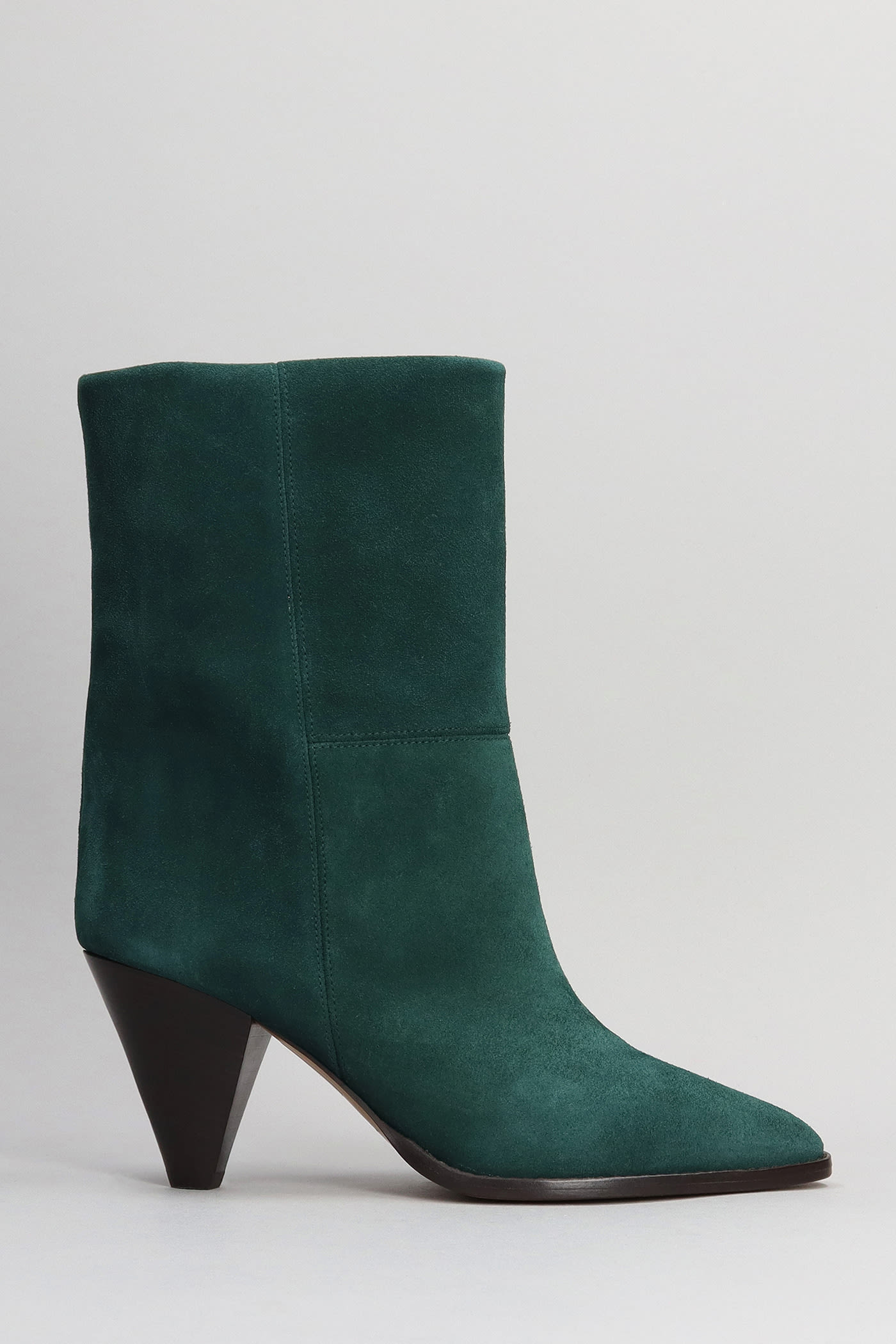 Rouxa High Heels Ankle Boots In Green Suede