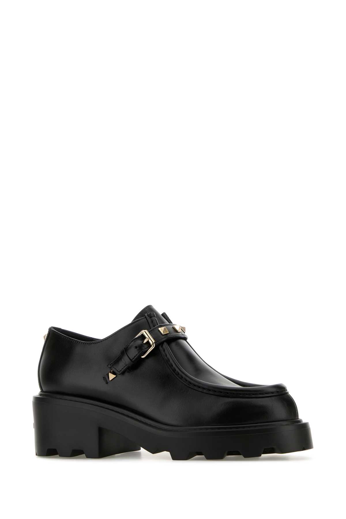 Shop Valentino Black Leather Monk Strap Shoes In Nero