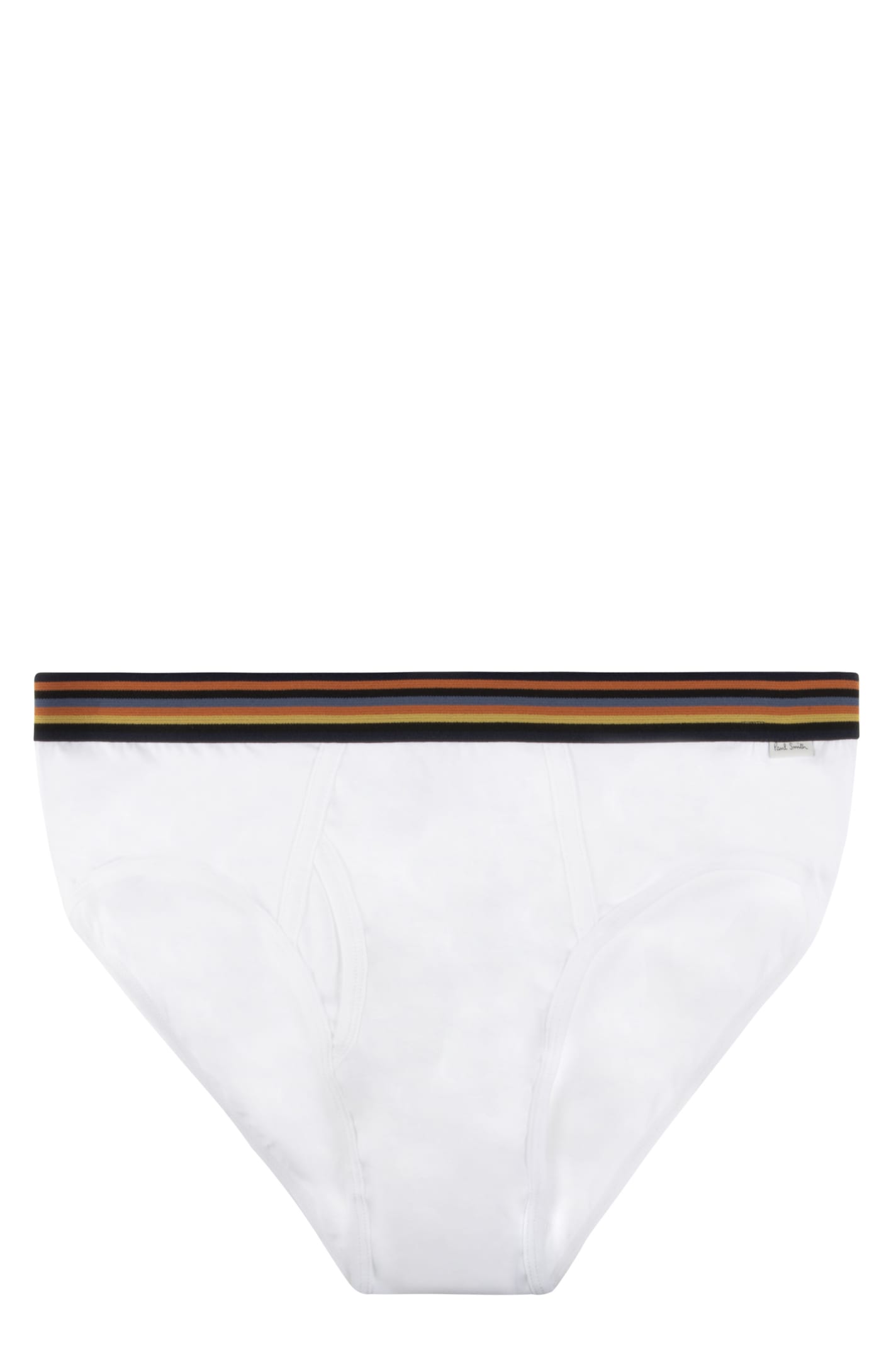 Paul Smith Artist Stripe Cotton Briefs With Elastic Band In White