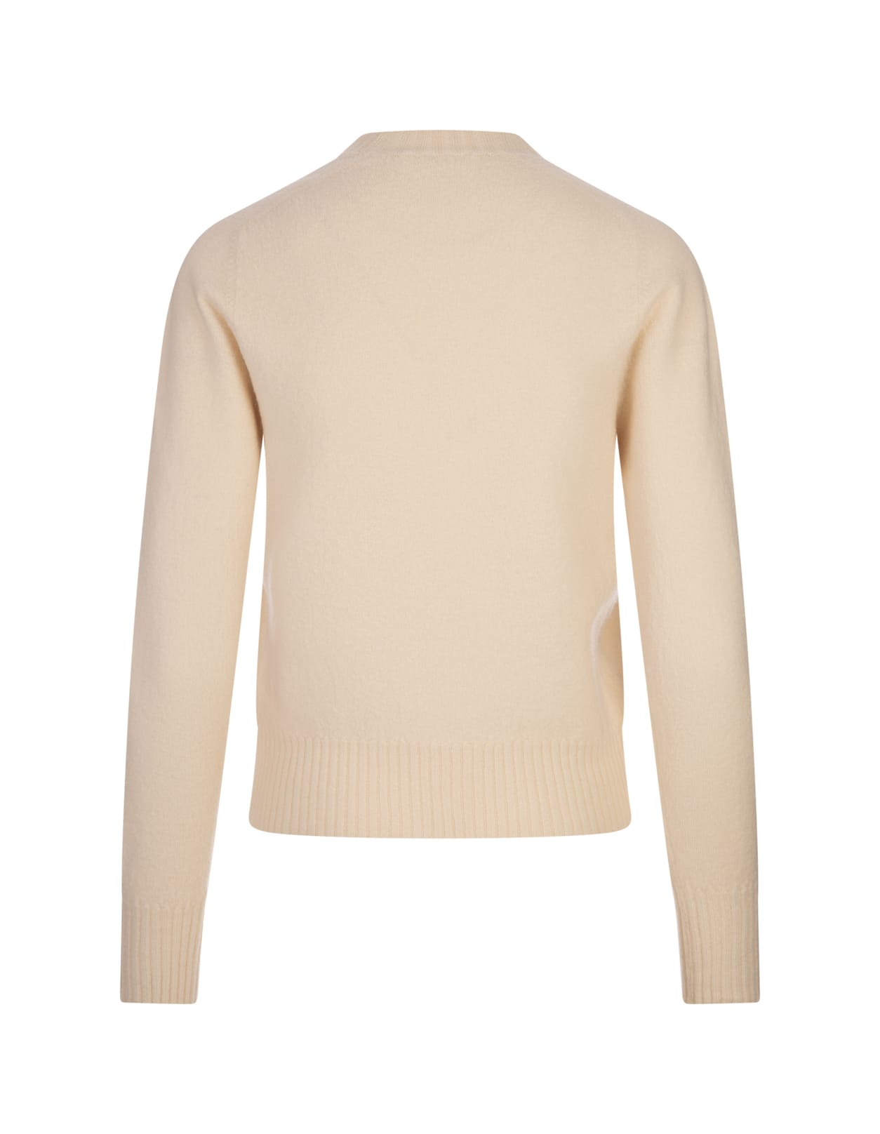 Shop Jil Sander Natural White Merino Wool Crew Neck Sweater