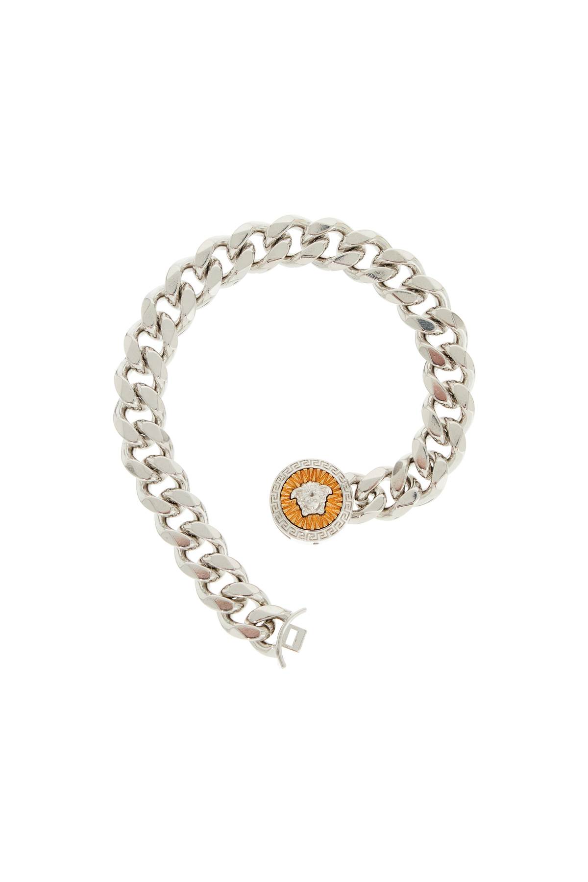 Shop Versace Chain Bracelet With Medusa Charm In  Gold-palladium (silver)