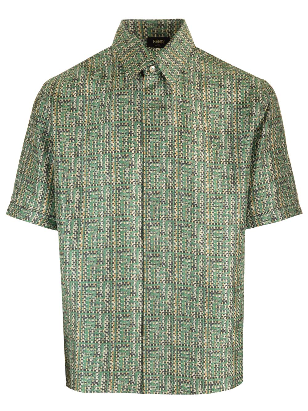 Shop Fendi Printed Silk Shirt In Mint Green