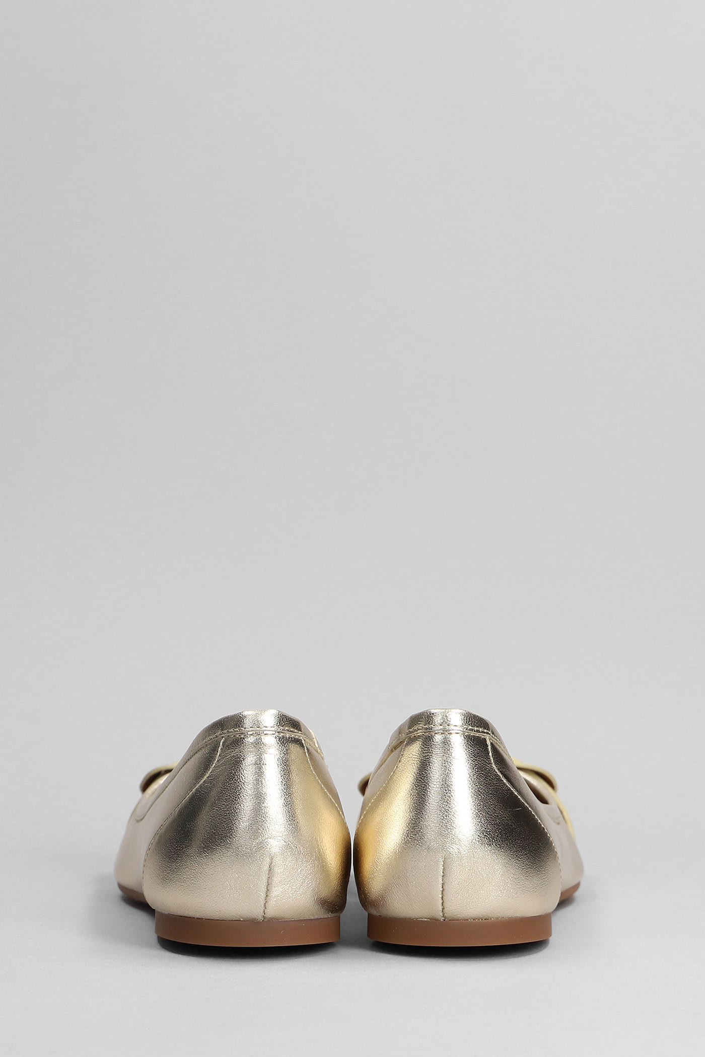 Shop See By Chloé Chany Ballet Flats In Gold Leather In Grey