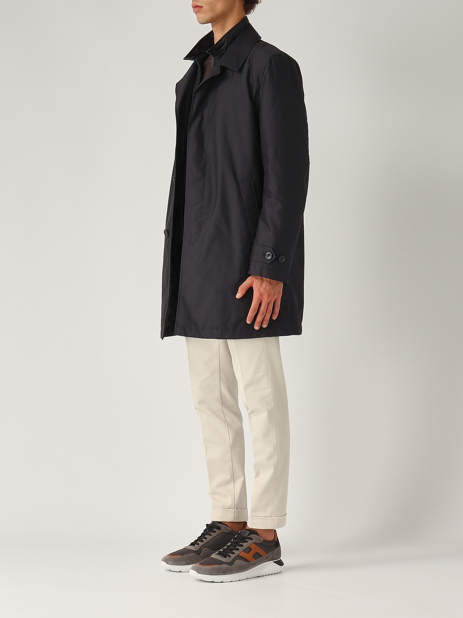 Shop Fay Easy Morning Db Front Raincoat In Navy