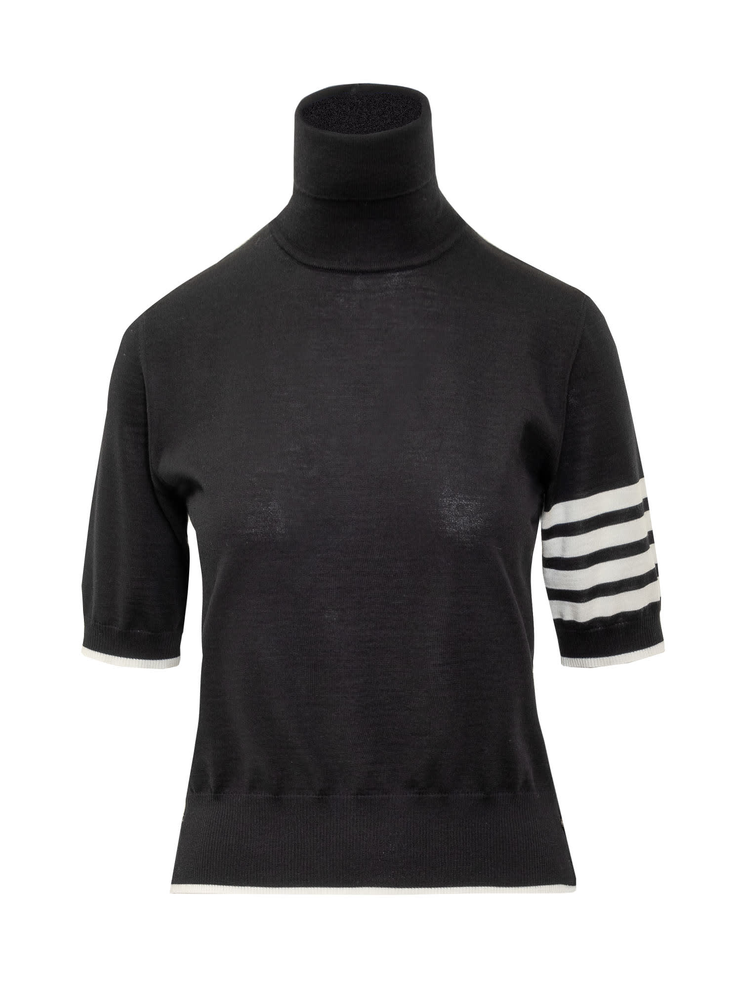 Shop Thom Browne Virgin Wool 4-bar Pullover In Black