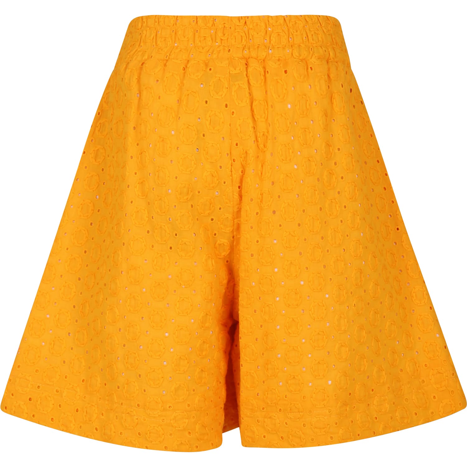 Shop Msgm Orange Short For Girl With Broderie Anglaise