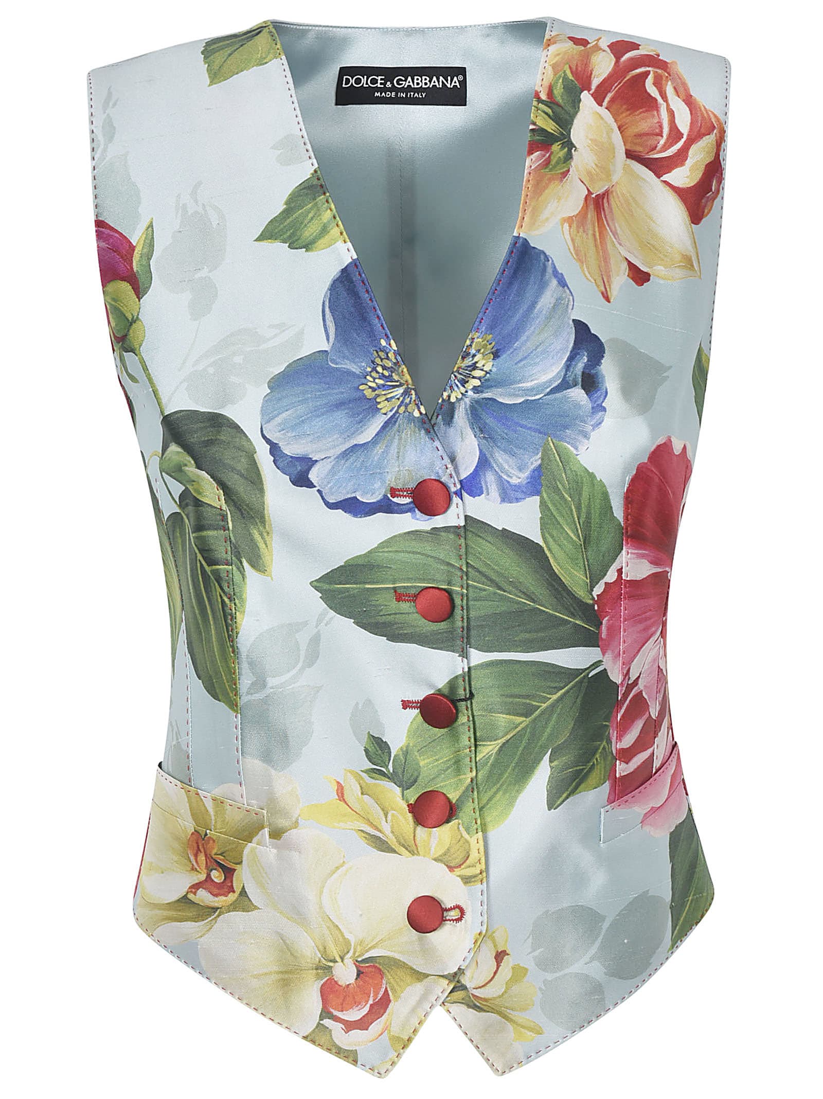 Dolce & Gabbana Floral Printed Gilet In Multicolor