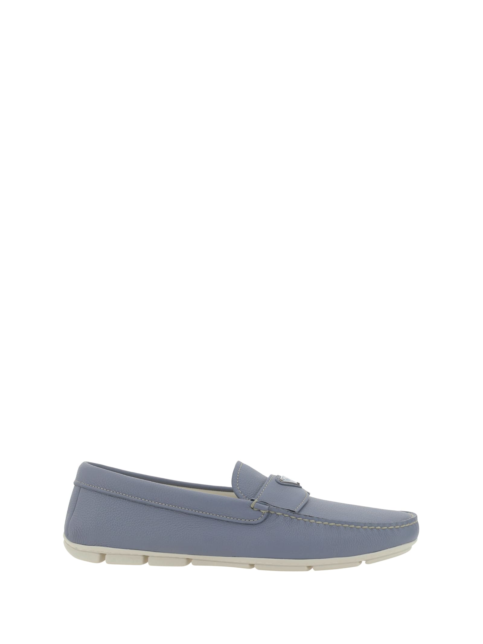 Shop Prada Drive Loafers In Astrale