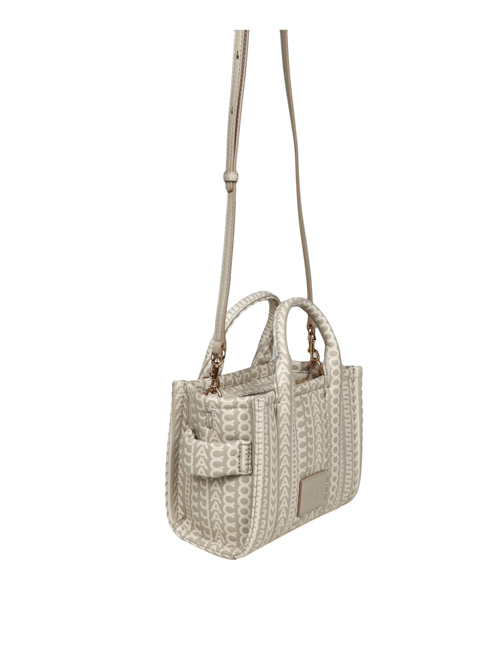 Shop Marc Jacobs Micro Tote In Monogram Leather In Neutrals