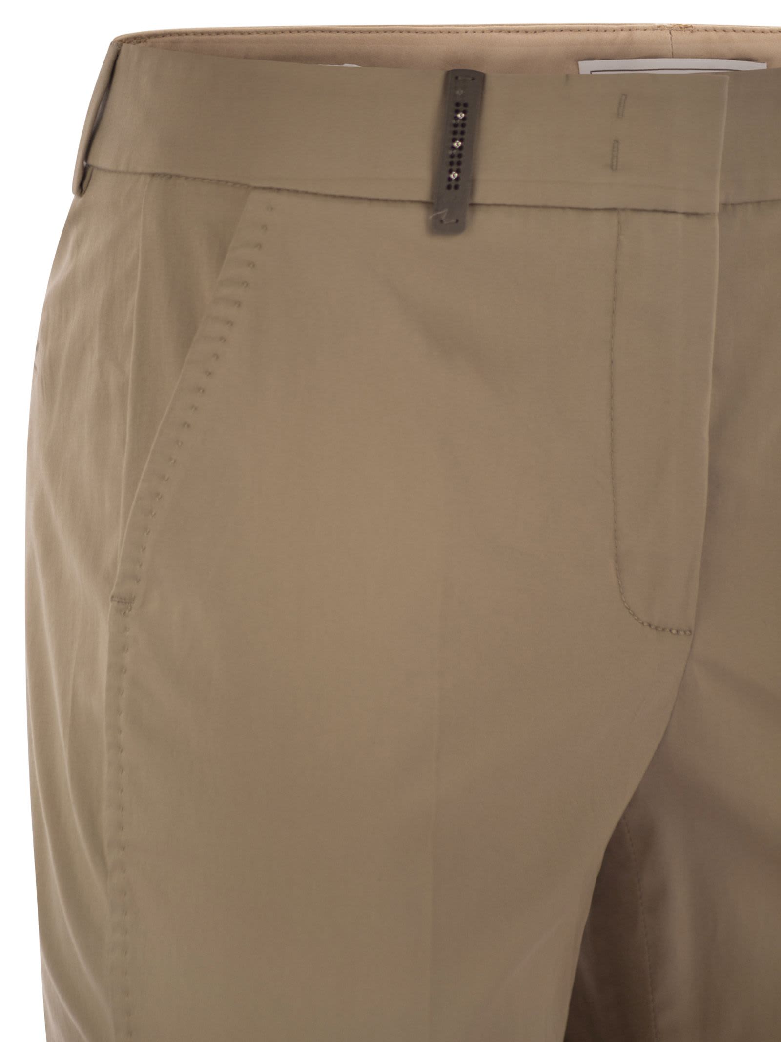 Peserico Women Light Cotton Satin Cigarette Trousers
