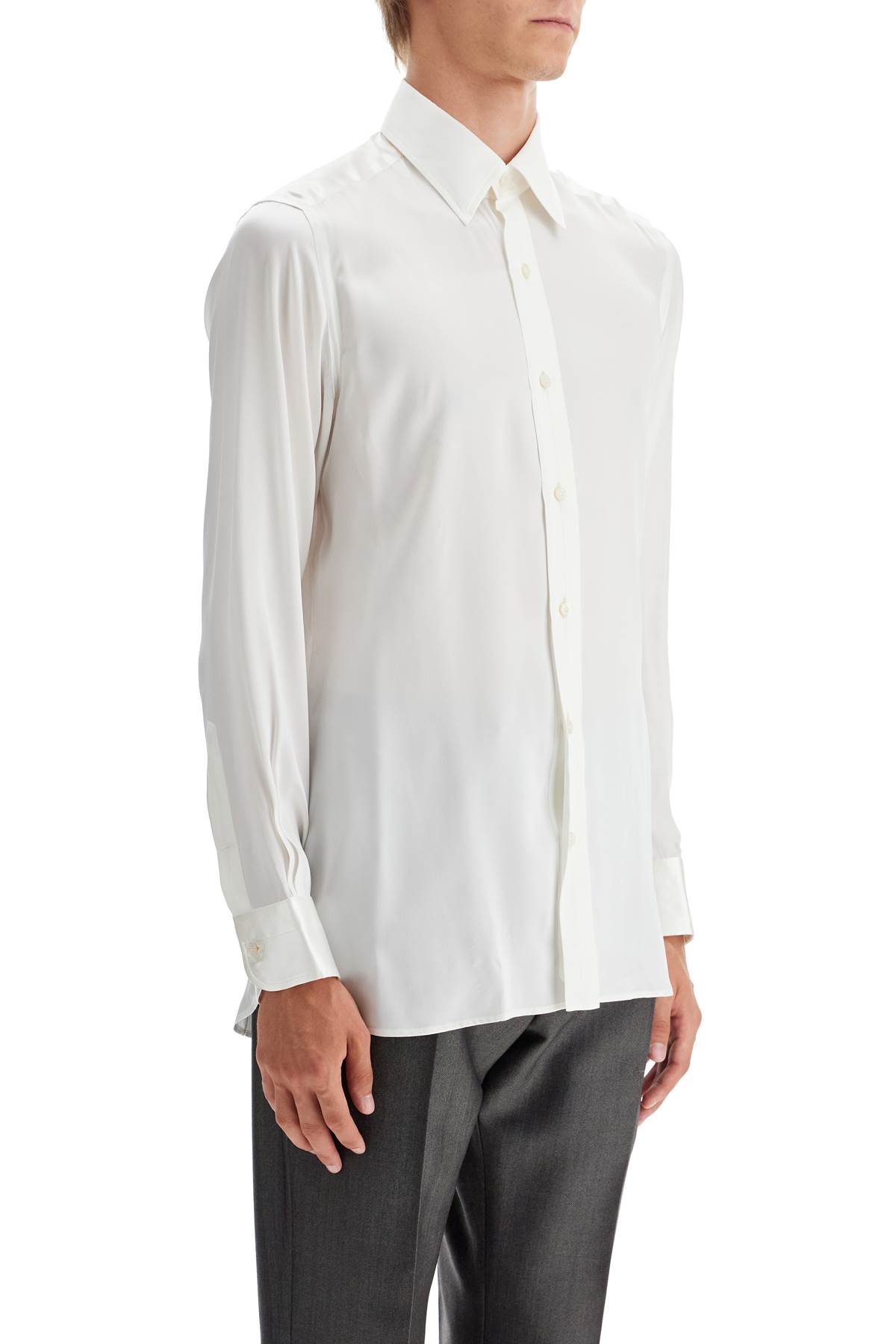 Shop Tom Ford Silk Slim Fit Shirt In Ivory (white)