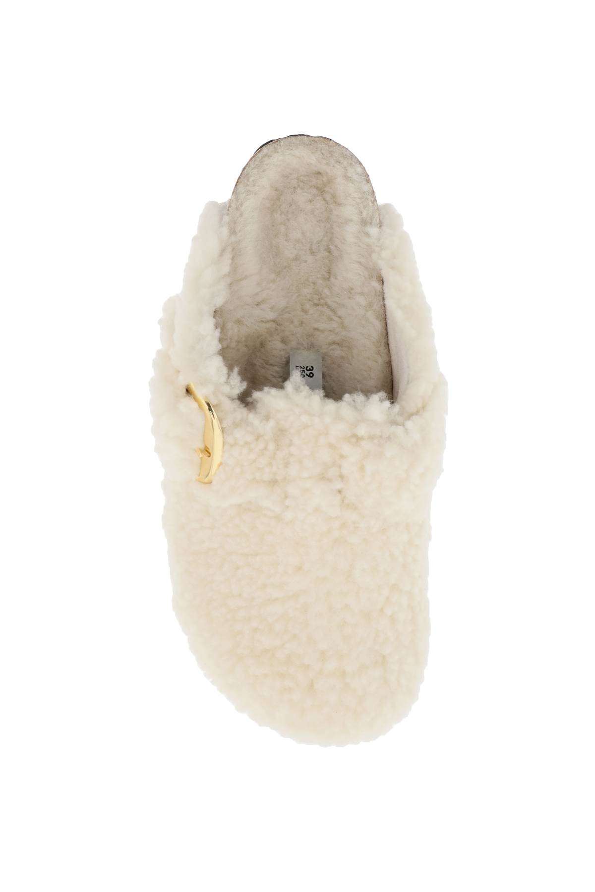 Birkenstock Womens Eggshell Shearling Boston Buckle-embellished Clogs In Ivory