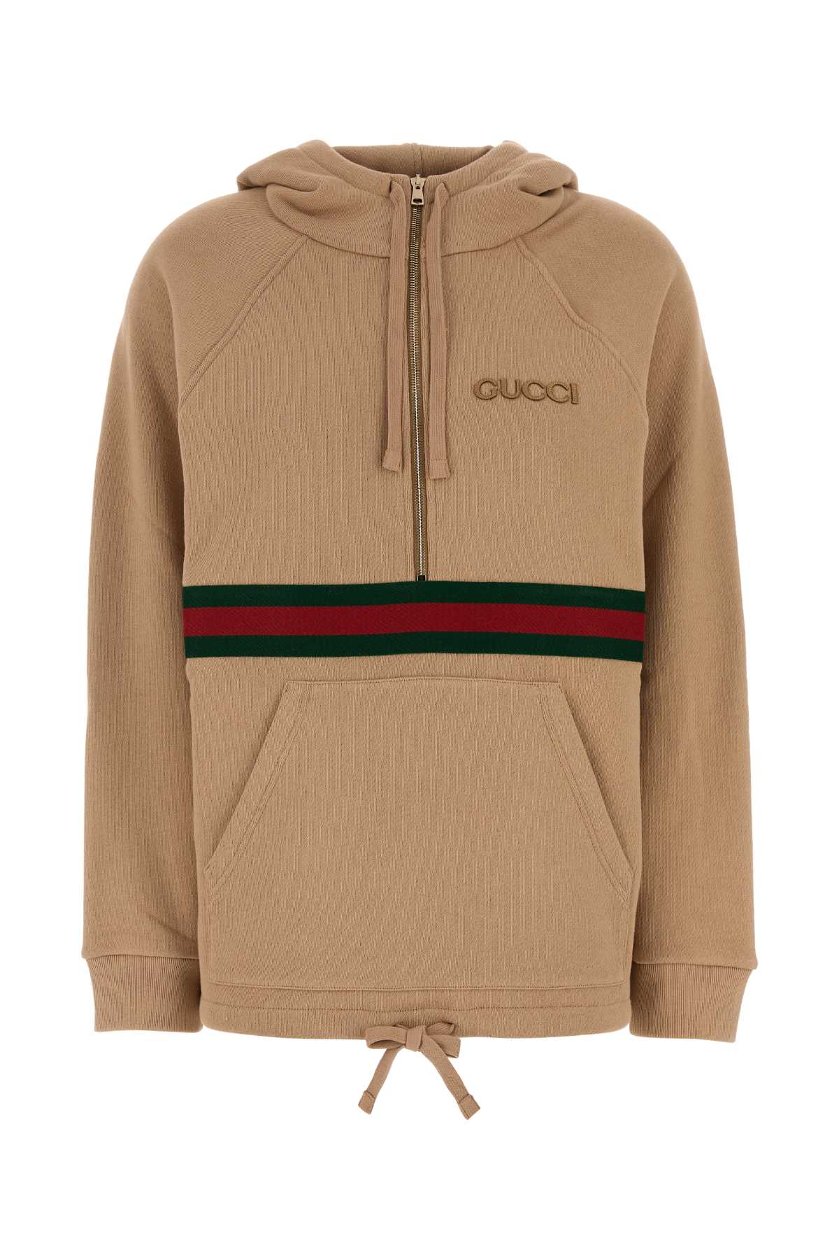 Shop Gucci Camel Cotton Oversize Sweatshirt In Desertsandmix