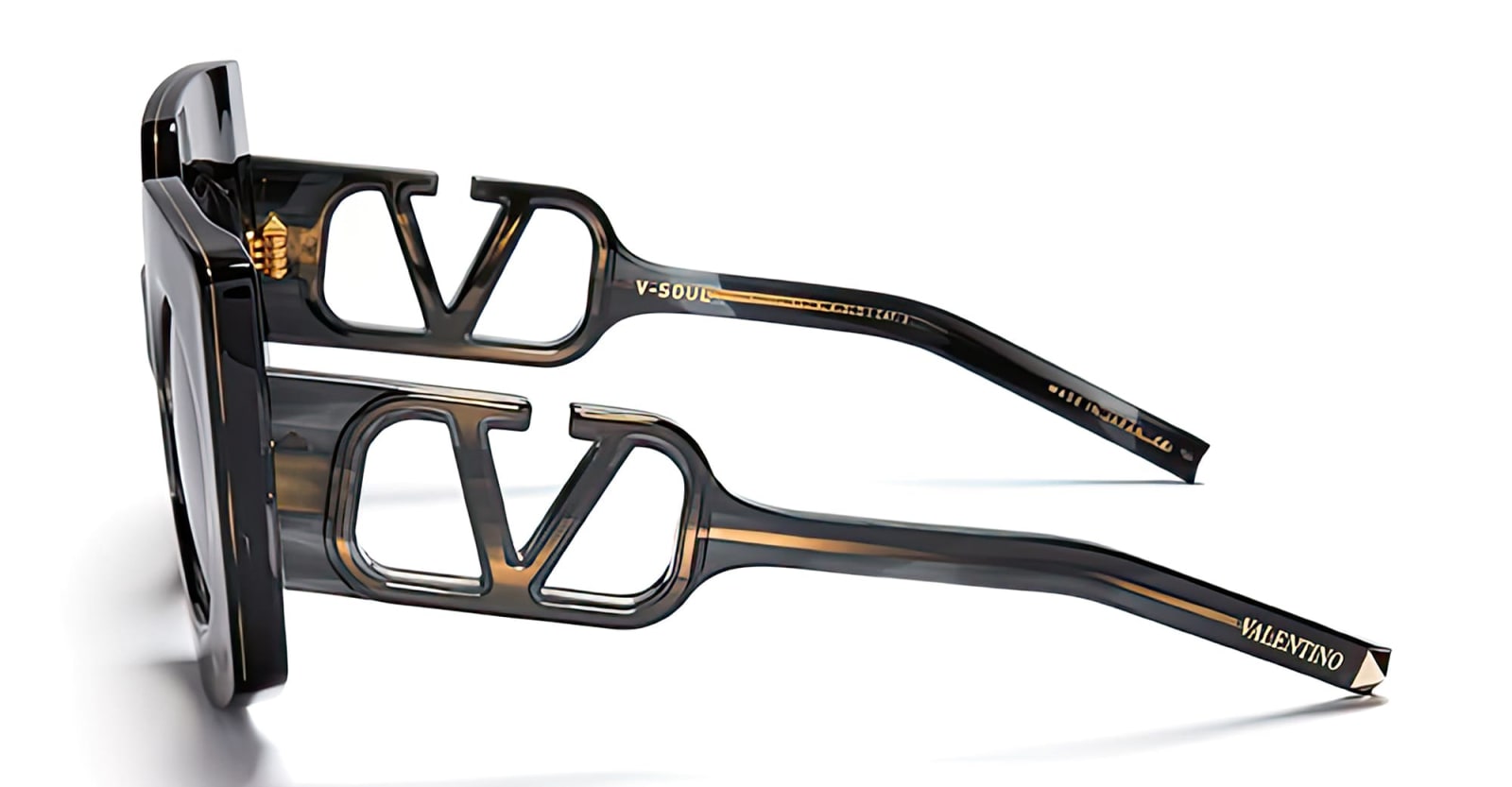 Shop Valentino V-soul - Black / Gold Sunglasses