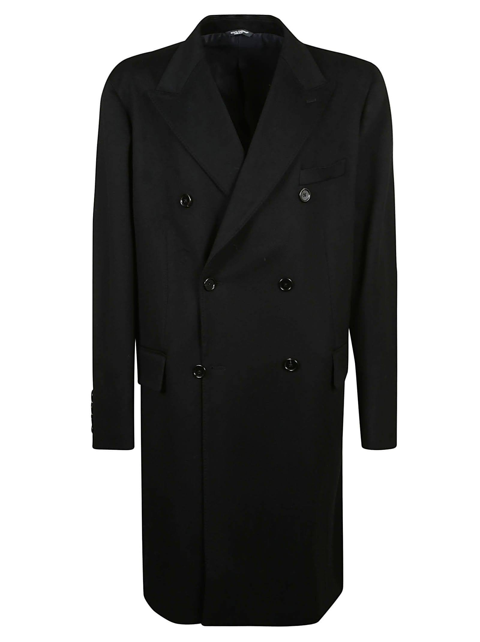 Shop Dolce & Gabbana Plain Double-breasted Coat In Nero