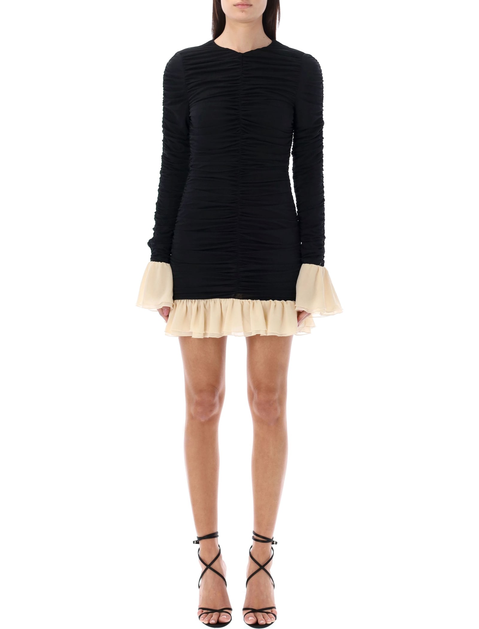 Rotate Birger Christensen Ruched Minidress In Black